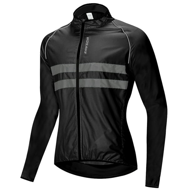 Men's Cycling Jacket Windproof Wind Coat Reflective Bicycle Jacket Bike Black